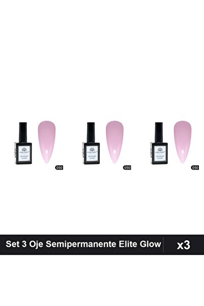 global fashion Set 3 Oje Semipermanente Elite Glow 15ml, Gel Polish UV/LED