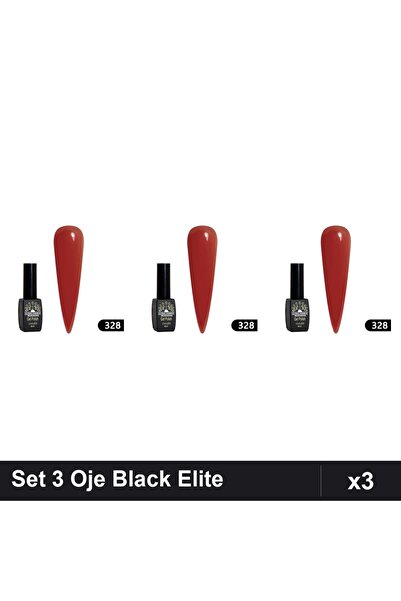 global fashion Set 3 Oje Semipermanente Black Elite 8ml, Manichiură UV/LED,