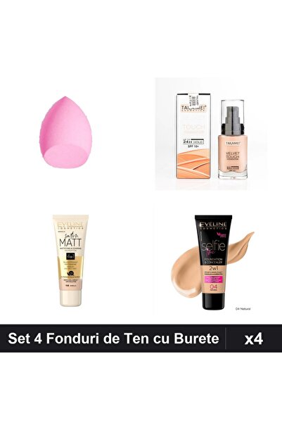 Eveline Set 4 Fonduri de Ten TLM Velvet Touch & Cosmetics, Nuante 102-105, Bu...