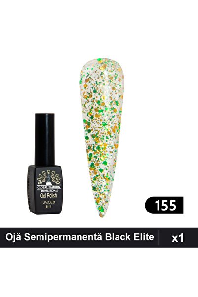 global fashion Ojă Semipermanentă Black Elite 8ml, Manichiură UV/LED,