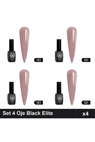 global fashion Set 4 Oje Semipermanente Black Elite 8ml, Manichiura UV/LED,