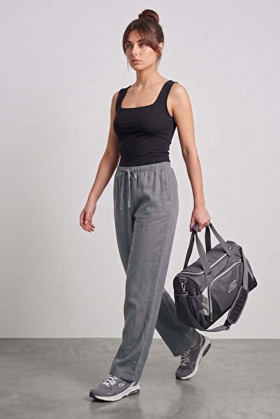Fulla Moda Tie-Waist Linen Look Palazzo Trousers