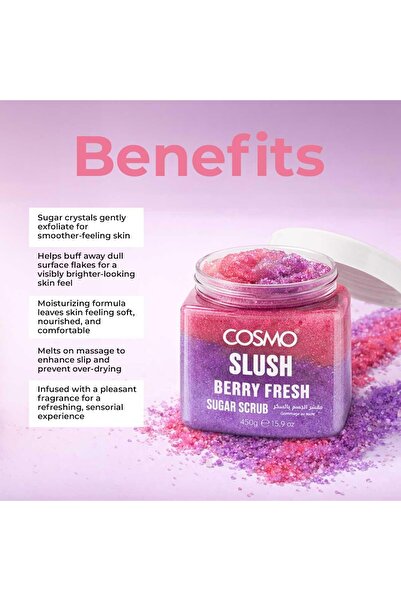CD Cosmo Designs Cosmo Body Care Slush Sugar Scrub Berry Fresh 450g | Exfoliating & Moisturizing Body Scrub | Removes Dead Skin