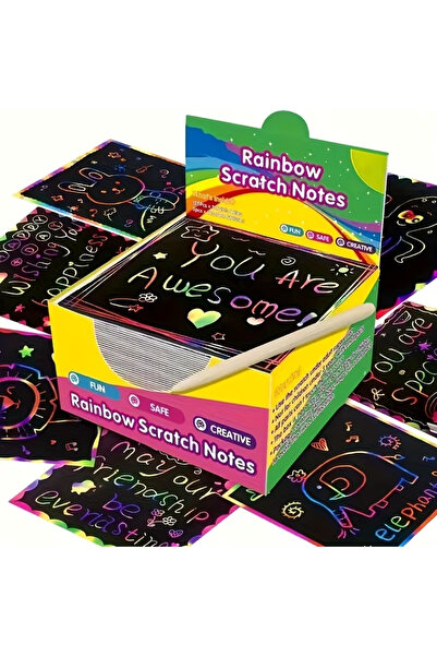 paintings 100pcs Rainbow Scratch Off Art Notes - Magic Scratch Paper Note Car...