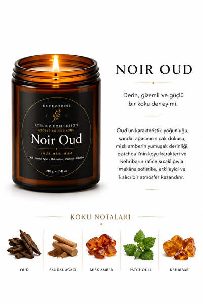 Decevorine Noir Oud Premium Kokulu Mum – Gizemli & Yoğun Seri 210 Gr