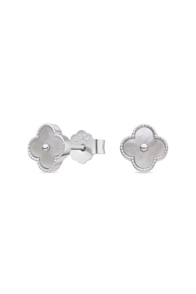 Lisa&Co. Cercei Argint Four Petals Argint placat cu rodiu / Sidef / Alb
