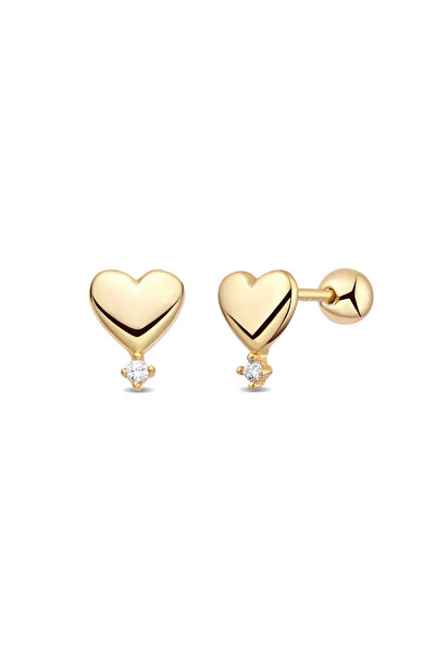 Lisa&Co. Cercei Argint Filet Heart Pierce Argint placat cu aur galben / Zirco...