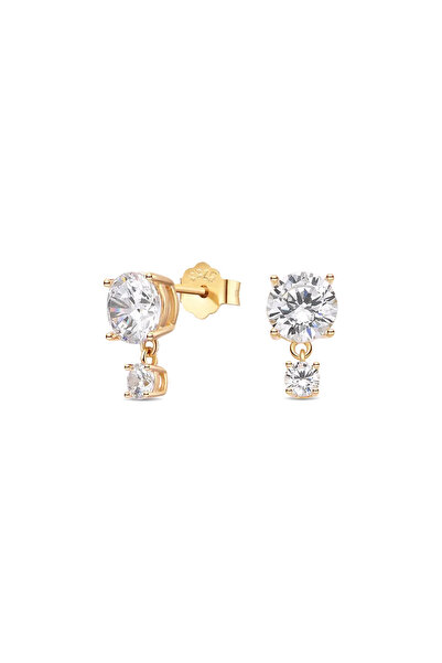 Lisa&Co. Cercei Argint Two Drops Argint placat cu rodiu / Zircon / Alb