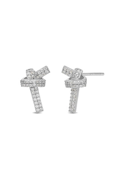 Lisa&Co. Cercei Argint Nodo Argint placat cu rodiu / Zircon / Alb