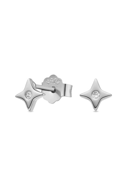 Lisa&Co. Cercei Argint Four Points S Argint placat cu rodiu / Zircon / Alb