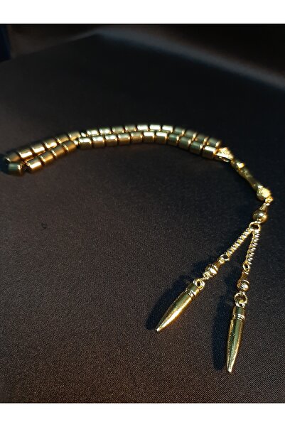 MRYart Doğal Gold Kesme Hematit Taşları ile Tasarlanmış 33 lük Kaliteli Tesbih
