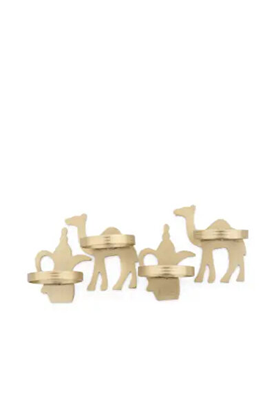 Blends Golden Napkin Rings Set of 4 with Dallah and Camel from Malath