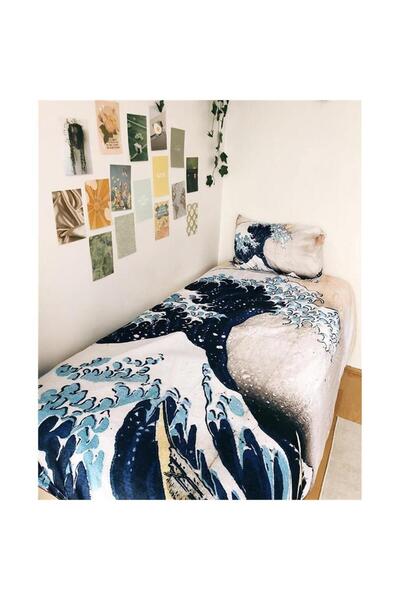 facnspt Set de husă de pilotă cu model Great Wave Of Kanawaga – Design artist...