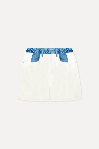 Mudo Women's White Color Block Comfort Fit Shorts