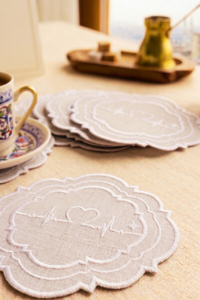 BaksLiving 6 Pieces Double Row White Embroidered Rhythm Model Dowry Box Coffe...