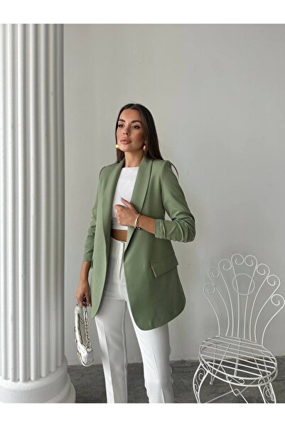 HOPE AND ME Kadın Haki Vatkalı Astarlı Blazer Ceket