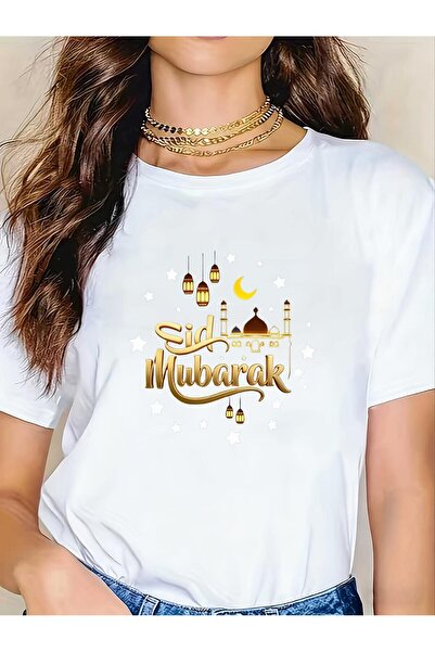 bolivia's Eid Special Women'S T-Shirt with a Starry Design And Festive Blessi...