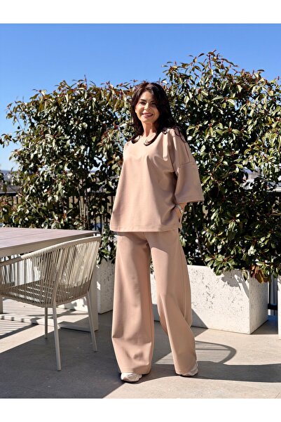 RAMONA BADESCU EXCLUSIVE RB Exclusive Set Bej Casual cu Bluză Oversize și Pan...