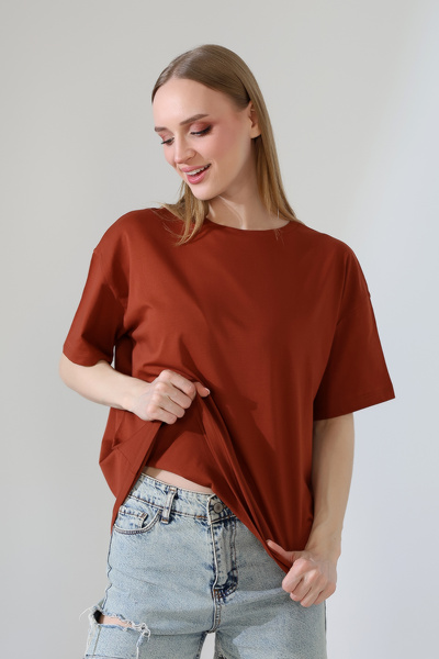 Endies Oversize Crew Neck 100% Cotton Combed Compact Basic T-Shirt 21752 Ligh...