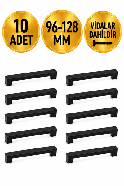 Regisan 96-128 mm Siyah Köprü Kulp 10 Adet