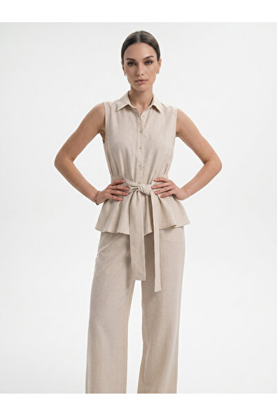 SUPER FASHION CLUB Women's Linen Shirt Trousers Set