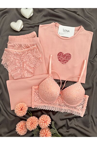 Lena Homewears Women's Underwear Front Embroidered Short Sleeve Oslo Pajama Set