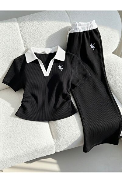 Bravebell Glad Polo Collar Embroidered Drawn Set