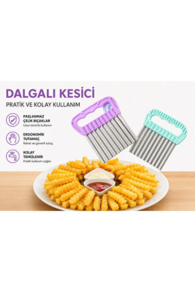 Paslanmaz Çelik Şekilli Sebze ve Meyve Kesici – Dalgalı Dilimleyici Spatula