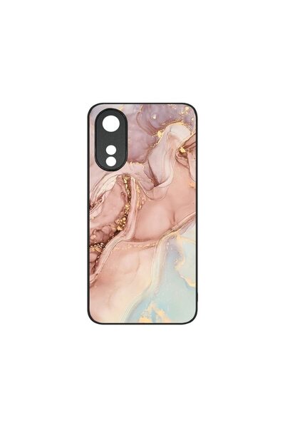 bestcase Тънък стъклен калъф, съвместим с OPPO A78 5G / A58 5G, Розов мрамор,...