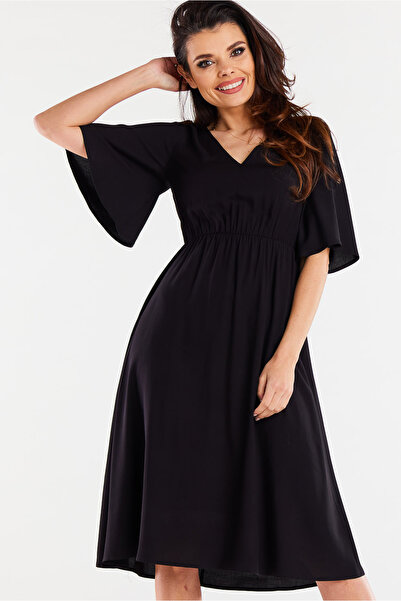 Awama Dress A518, Awama, Polyester, Black, S INTL