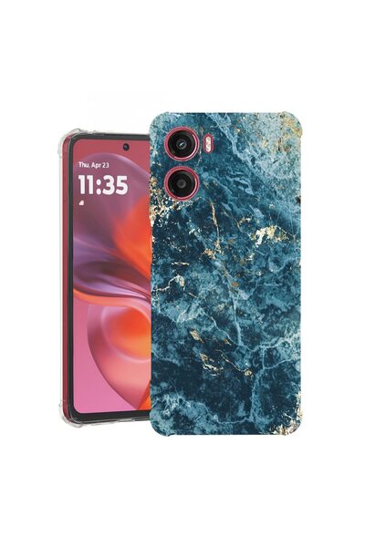 bestcase Съвместим калъф за Motorola Moto E15, Удароустойчив 1.5ММ, Мраморен ...