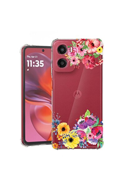 bestcase ¬Æ Husa compatibila Motorola Moto E15, Anti Shock 1.5MM, Flowers, Pr...