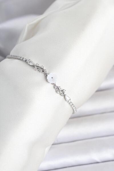 Clariss Brass Silver Color Flower Model Waterway Women's Bracelet