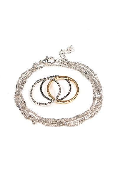 meli melo Silver bracelet with multiple chains and decorative rings