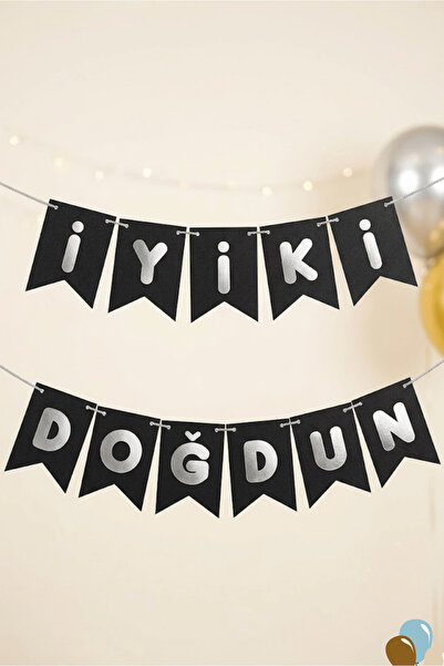 Bunloon Μαύρο ασημί στολίδι για πανό πάρτι γενεθλίων με γραπτό σχέδιο  "Χρόνι...