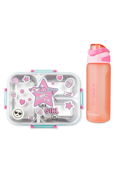 Hydrobrew Steel Core Bento Lunch Box 750ml w/ Sip Switch Tritan Water Bottle ...