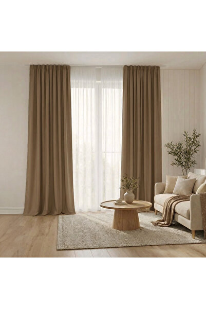 ArasyaHome Draperie de Textura Groasa YEMEN 80% Blackout Maro Deschis