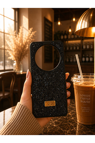 MMP SHOP Honor Magic 7 Lite Uyumlu İçi Kadife Elmas Tasarımlı Taşlı Parlak Pı...