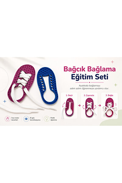 Atlas Lab Bağcık Bağlama Eğitim Seti – Çocuklar İçin Ayakkabı Bağlama Öğrenme...