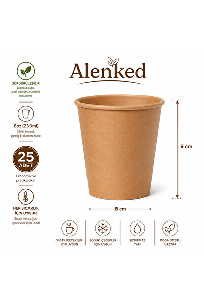 alenked Kraft 8oz Karton bardak 25'li
