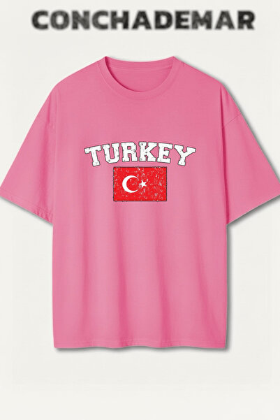 Vordevia Tricou din bumbac premium supradimensionat cu imprimeu pentru echipe...