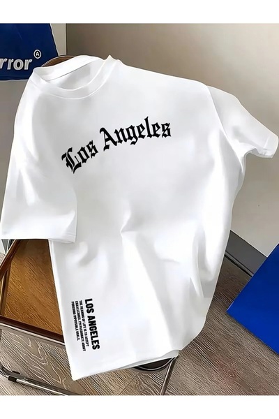 tricoultau.ro Men's T-shirt LOS ANGELES Classic Regular Fit, 100% Cotton ,