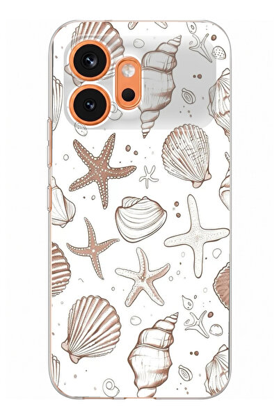 TechTree Honor 600 Uyumlu Kahverengi Deniz Yıldızı ve Kabuklu Baskılı Silikon...