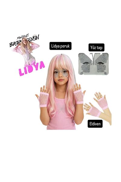 bemora kids manifest lidya aksesuar seti manifest lidya peruk pembe-sarı saç ...