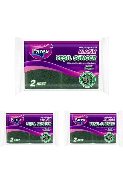 Yıldızan zkra shop Tüm Yüzeyler İçin Klasik Yeşil Sünger 2 Adet (3 paketi) 1053162