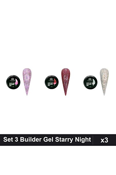 global fashion Set 3 Starry Night Builder Gel 15g - Nr.02, Nr.07, Nr.05