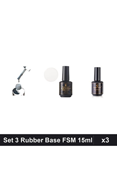FSM Set 3 Nude Rubber Base 15ml - Nr.15 Alb Laptos - Bază Rubber