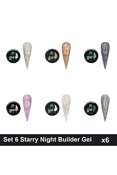 global fashion Set 6 Starry Night Builder Gel 15g - Nr.01 Nr.02 Nr.04 Nr.05 N...