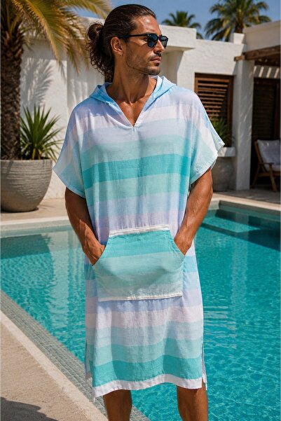 LaraLisa Poncho unisex cu glugă și buzunare, 100% bumbac