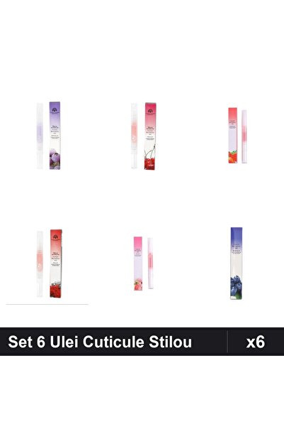 global fashion Set 6 Ulei Cuticule Tip Stilou - Afine, Cireșe, Strawberry, Tr...